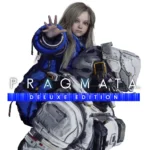 Portada de Pragmata Deluxe Edition de Capcom, con Diana extendiendo la mano sobre la espalda de Hugh, quien aparece con traje espacial futurista y casco tecnológico.